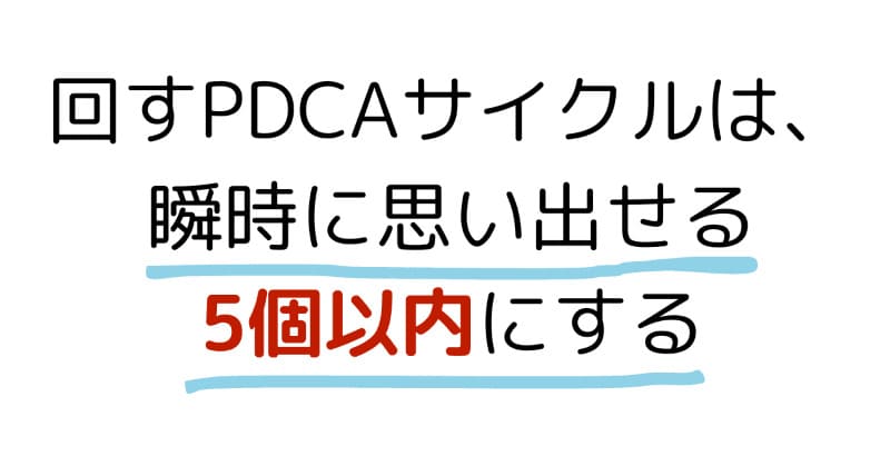 回すPDCAサイクルは、瞬時に思い出せる5個以内にする