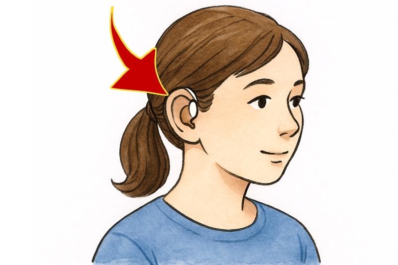 補聴器をしている女性