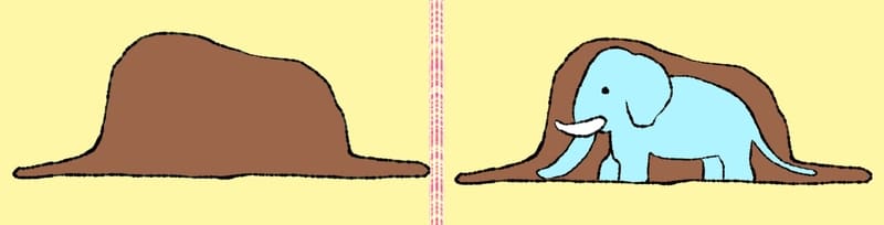 象を飲み込んだウワバミ二種類の絵