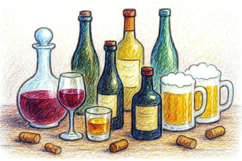 大量のお酒