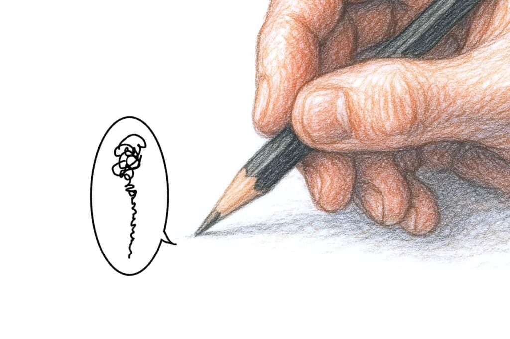 悩んで鉛筆を持つ手が動かない
