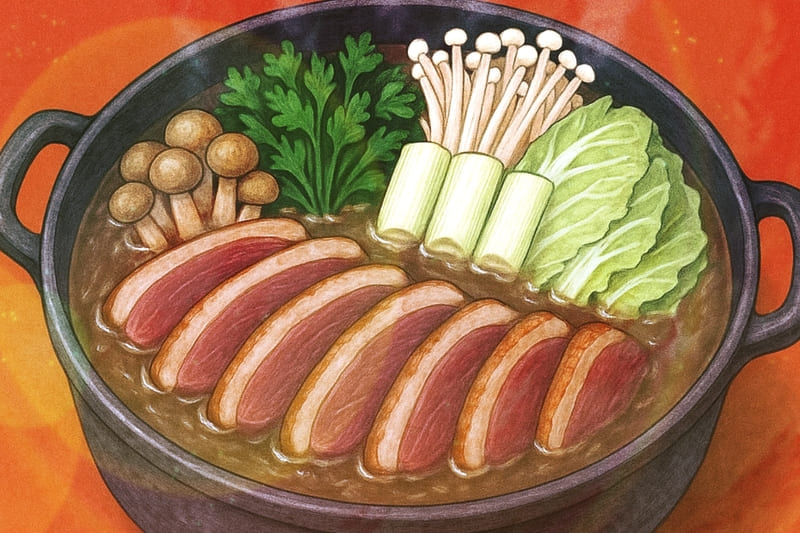 最後に食べてた祝いの鴨鍋