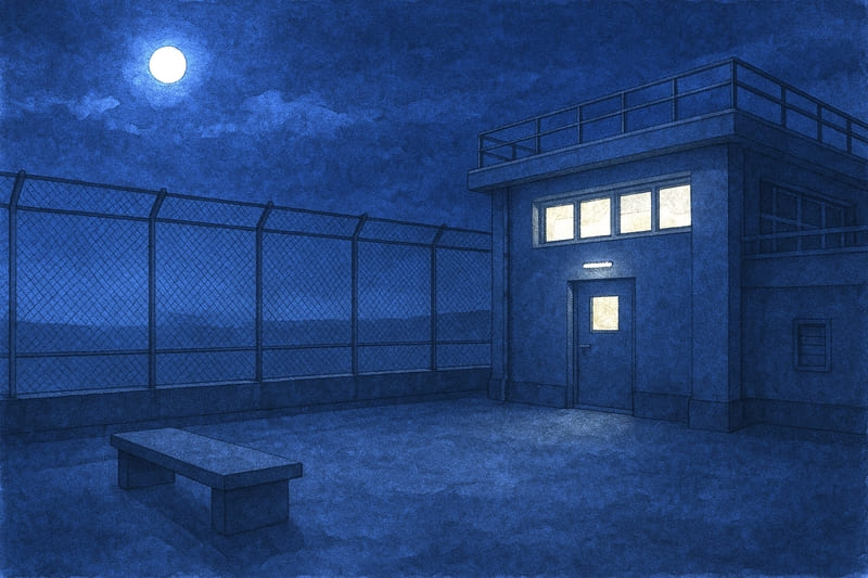 高校の夜の屋上