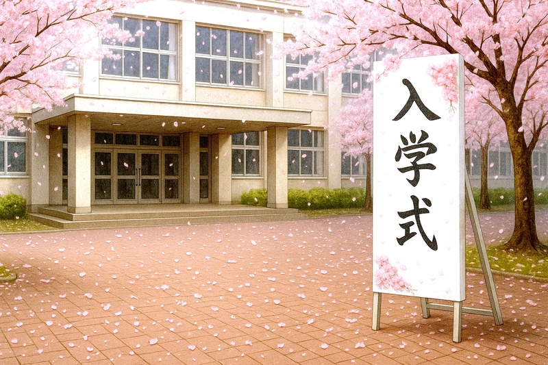 サクラ舞い散る入学式
