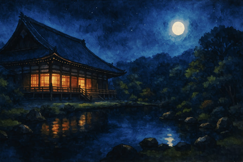 夜の天龍寺