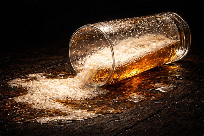 倒れたビール瓶