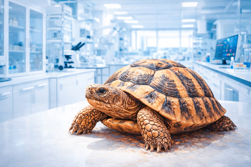 研究所にいるヘルマンリクガメ