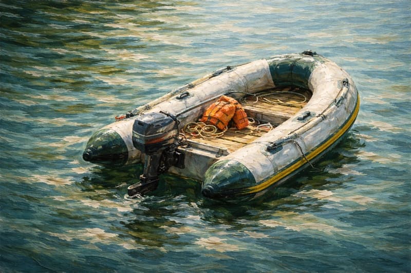 エンジン付きのゴムボート