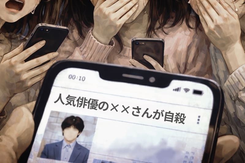 俳優が自殺したニュースを、ネットニュースで見るファンたち