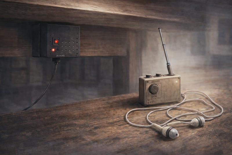 伊波が使用していた盗聴器の受信機と発信機イメージ