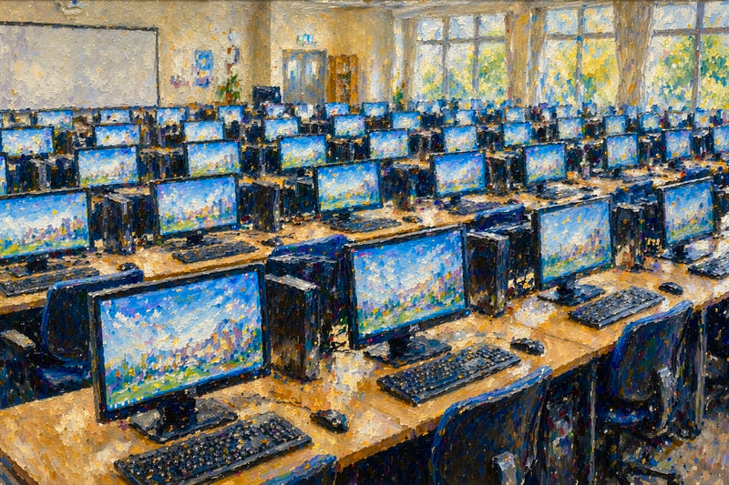 大学のパソコンを全部立ち上げた様子