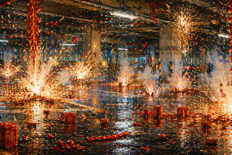 地下駐車場で爆竹爆発