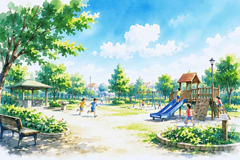 子供たちが遊ぶ公園