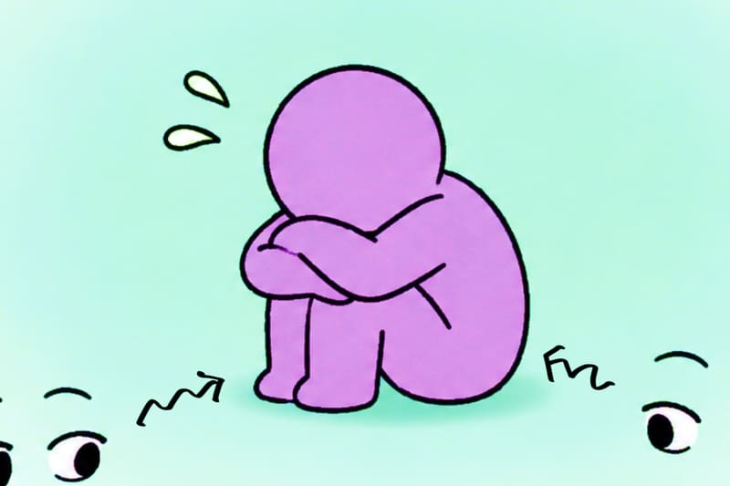 視線が気になってうずくまる人