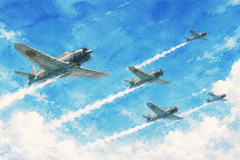 青空に飛び立つ特攻機