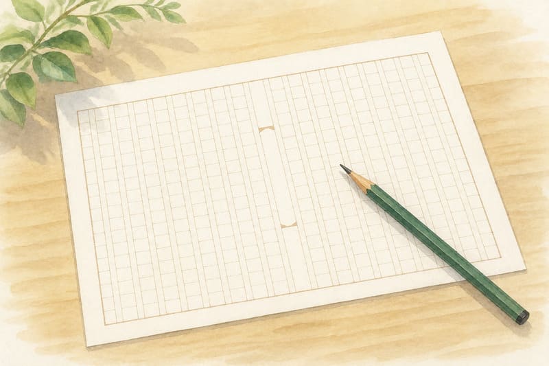 読書感想文を書く原稿用紙と鉛筆