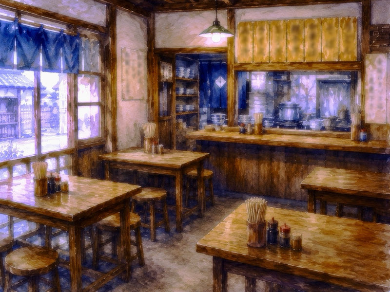 1945年ごろの、日本の食堂。