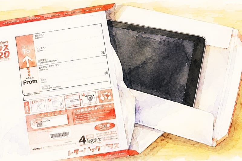 レターパックにタブレットを入れた画像