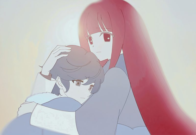 守を抱きしめる真理亜