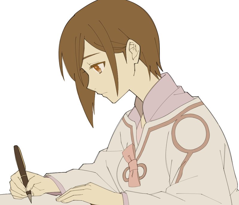 手記を書いている、35歳の早季イラスト